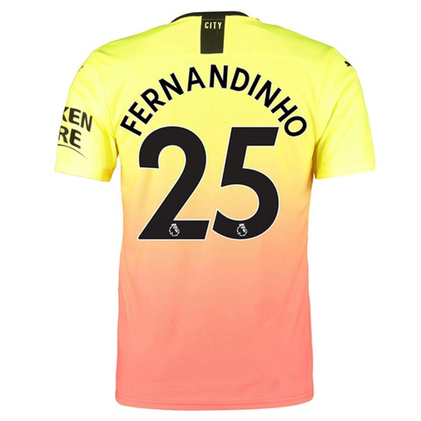 Trikot Manchester City NO.25 Fernandinho Ausweich 2019-20 Orange Fussballtrikots Günstig